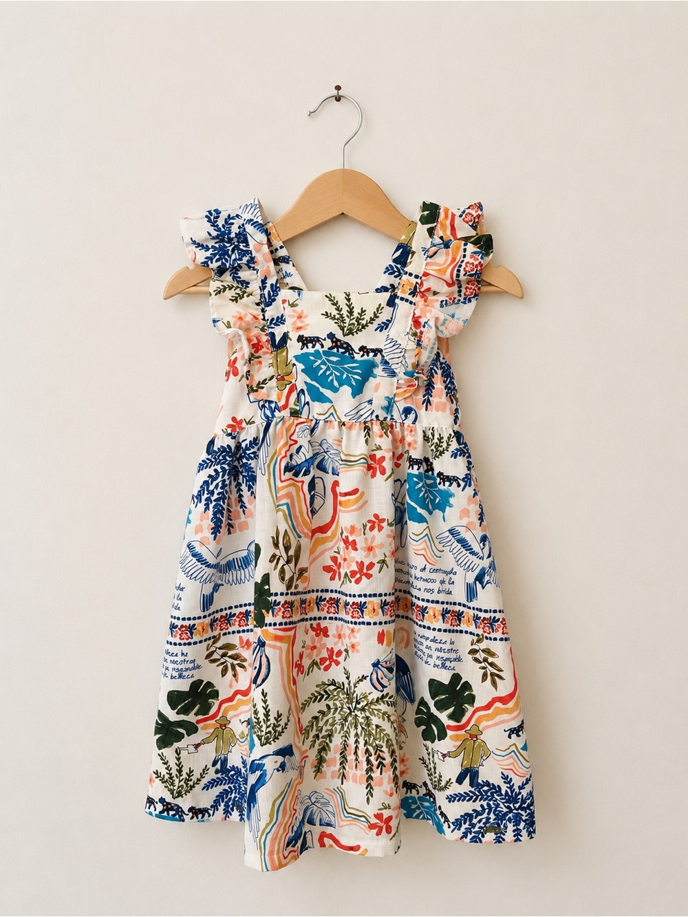 Cielito Colombia Tropical Print Ruffle Dress – Tagged Size 8, Fits Like 6/7